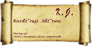Kozányi János névjegykártya