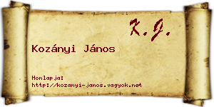 Kozányi János névjegykártya
